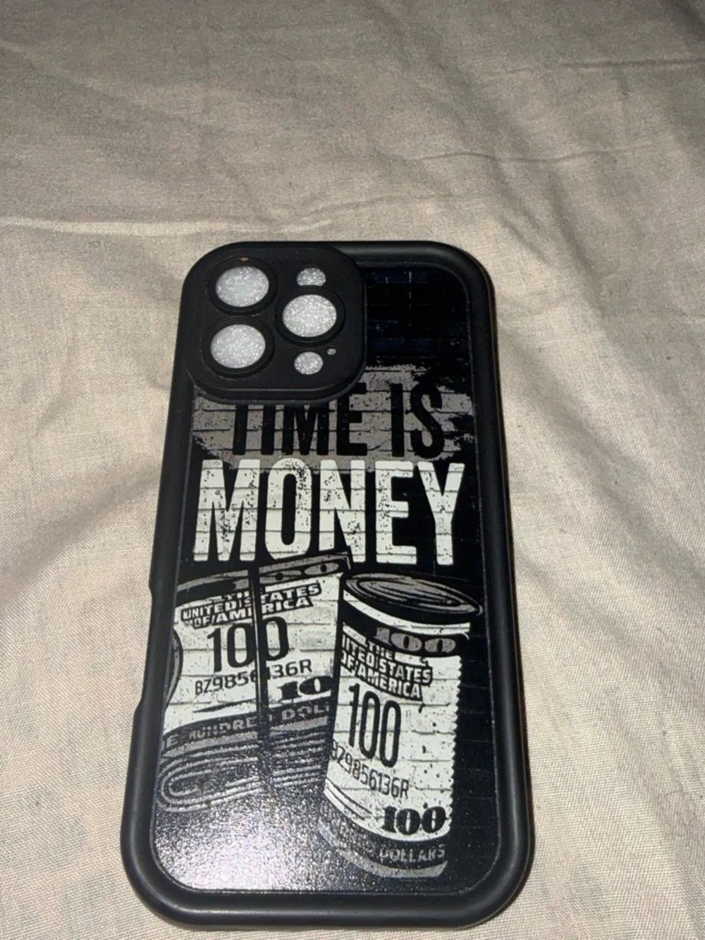 Black 'Time Is Money' Protective Phone Case